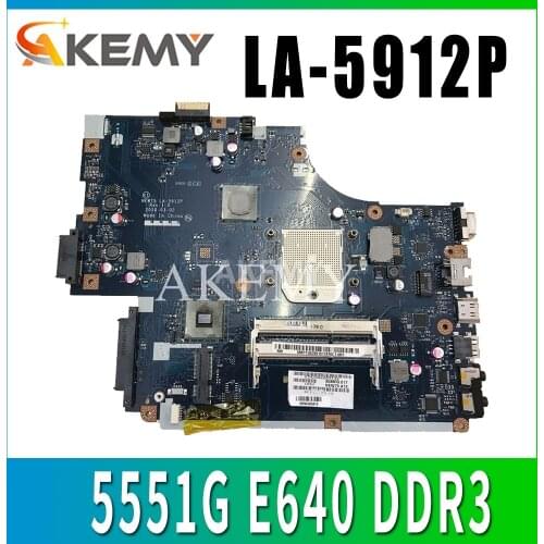 Laptop motherboard For Acer aspire 5551 5551G E640 DDR3 free cpu NEW75 LA-5912P MBNA102001 MB.NA102.001 Mainboard