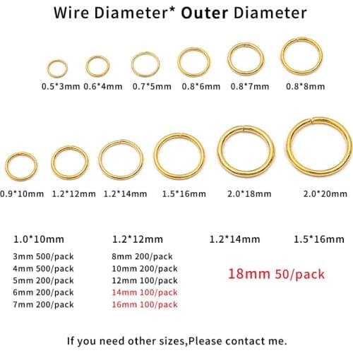 200pcs/bag 3 4 5 6 8 10 12 mm Metal Jump Rings Split Ring Gold Silver Color Connector For Diy Jewelry Making Finding Accessories