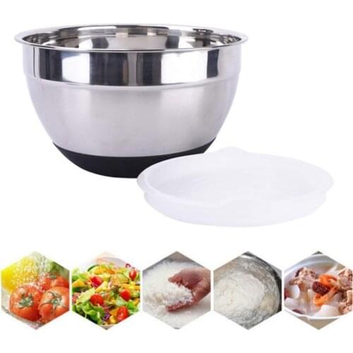 Stainless Steel Mixing Bowls With Lids and Non-Slip Silicone Bottom Kitchen Utensil Bowl For Salad Bread Pastries Cake Bowl