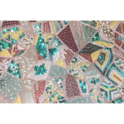 Latest design embroidered tulle lace with sequins High quality french lace S-566814 wonderful material for dress