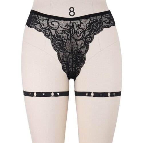 Fashion Sexy Rave Bondage Body Harness Girl Garter Belt Rivet Heart Harajuku Women Punk Leg Thigh Harness Garter Adjustable