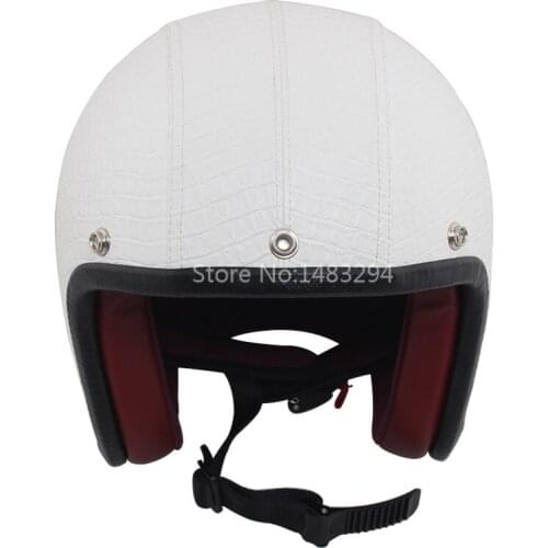 1 Pcs Unisex Face Open Face Motorcycle Half Helmet Leather Safety Scooter ATV Off Road L White New