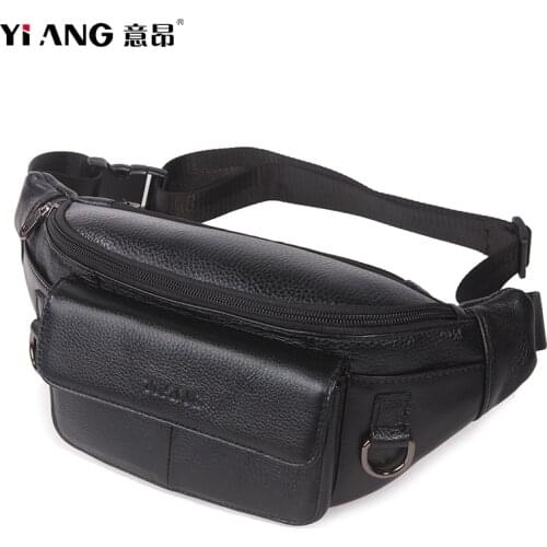 Genuine Leather Mens Waist Chest Packs Shoulder Messenger Bag Cross Body Sports Mobile Phone Pouch Business Money Purse Women