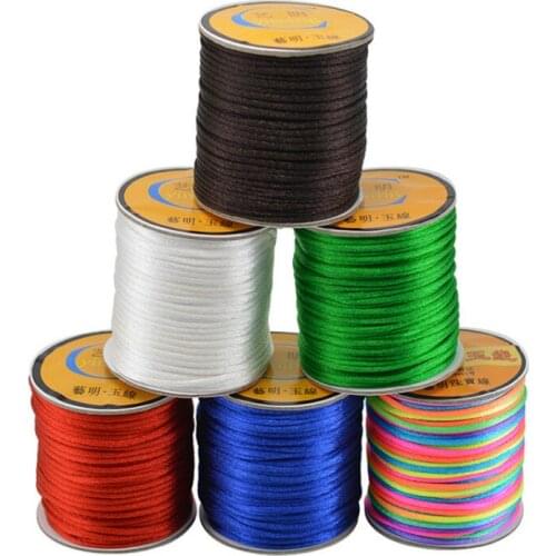 35M/roll 2mm Nylon Cord Braided String Macrame Silk Satin Beading Cord Thread European Solid Rope for Bracelet Jewelry Findings