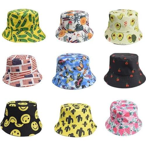 2021 Mens And Womens New Fashion Trend Leisure Outdoor Sunshade Folding Printed Cotton Double-SidedFour Seasons Fisherman Hat