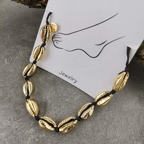 New Foot Beach Jewelry Tourism Summer Golden Shell Barefoot Sandals Handmade Anklets on the leg Female Ankle strap Accessories