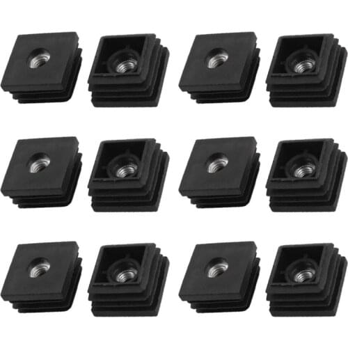 Leveling Feet 8mm Square Tube Inserts Kit Furniture Glide Adjustable Leveler for Shelves Chair Desk Leg 12 Sets