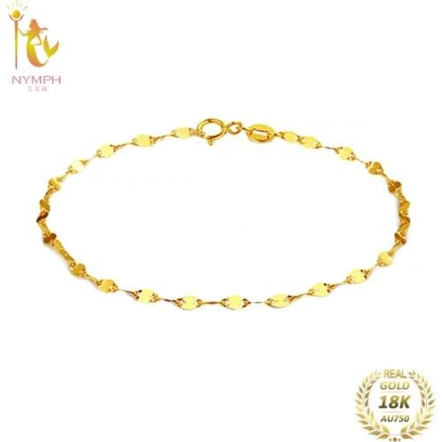 NYMPH Real 18k Solid Gold Bracelet Fine Jewelry Pure AU750 White Gold Chain For Women Wedding Luxury Gift B500