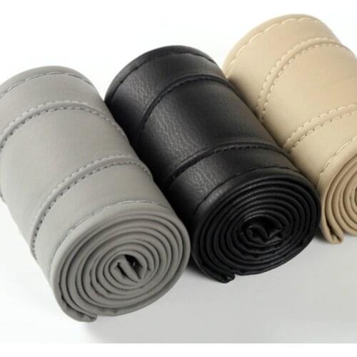 Car Steering Wheel Braid Cover Needles And Thread Artificial Leather Car Covers Suite 3 Color DIY Texture Soft Auto Accessories