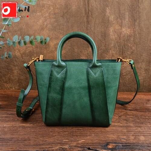 Luxury Fashion Top-handle Bags for Women Vintage Vegetable Tanned Leather Shoulder Bag Woman Large Tote Handbag Bolsa Feminina