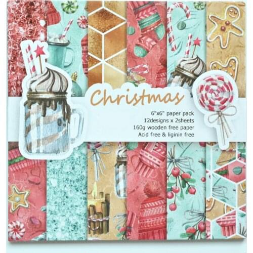 Merry Chirstmas Scrapbooking Paper Pack Craft Paper Art Card Card Making 6 Inches 24Sheets /pack A06