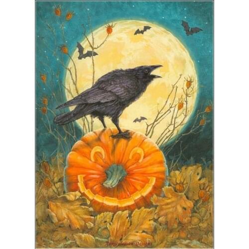 Counted Cross Stitch Kits Needlework Embroidery - Craft 14 ct Aida DMC Color DIY Arts Handmade Home Decor - Crow and Big Moon