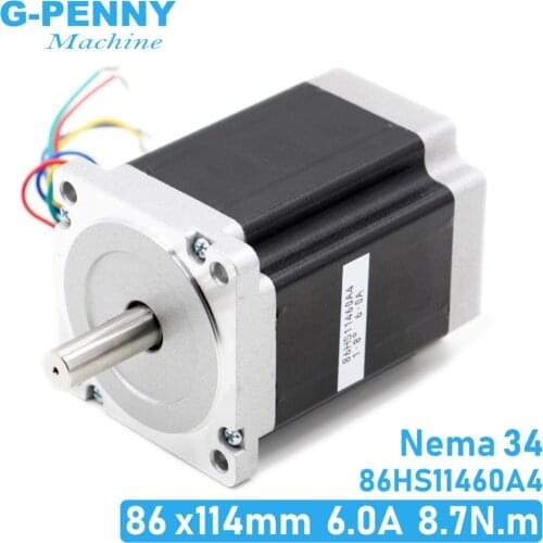NEMA 34 CNC stepper motor 86X114mm 8.7 N.m 6A D14mm Nema34 stepping motor 1240Oz-in for CNC engraving machine high torque