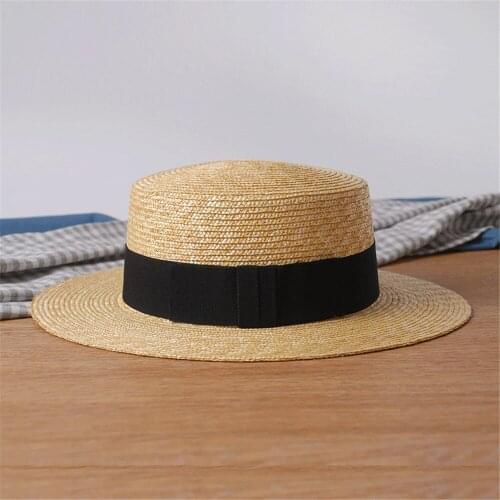 Sun Hat 100% Wheat Straw Summer Women Wide Brim Boater Beach Sun hat