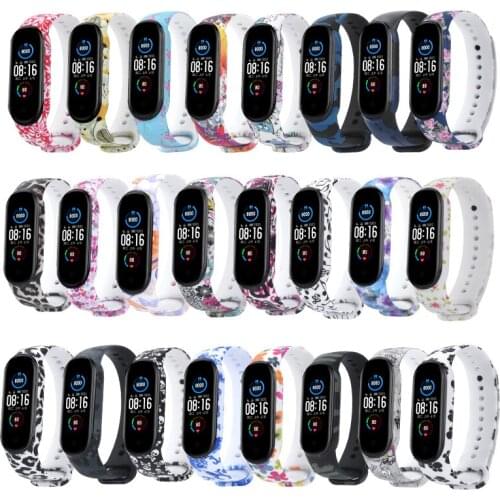 Silicone Strap for Xiaomi Mi band 5 Smart Bracelet Soft Printing Colorful Pattern Wristband for xiaomi miband 5 Accessories