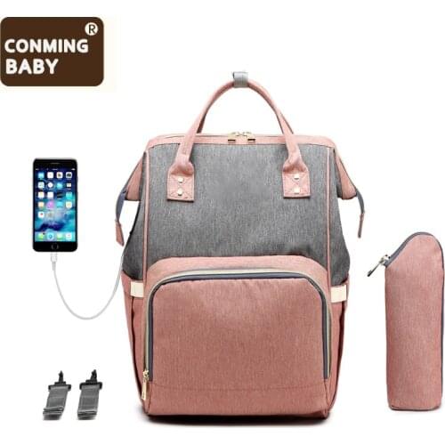 Diaper Bag Backpack Designer Organizer Waterproof Maternity Patchwork Bag Travel Nappy Bag Nursing Care Baby Bag With USB