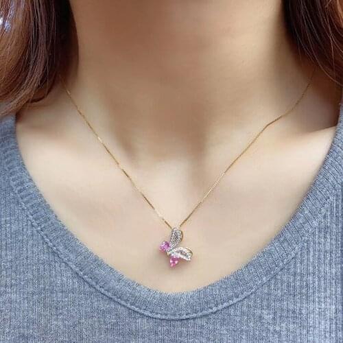 Wedding Best Gift Flower Natural Real Sapphire Necklace Natural Pendant Solid S925 Sterling Silver For Women Pendant