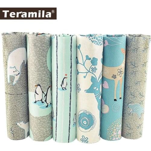 Teramila Ice Animals Design Textile Bedding Twill DIY Patchwork Telas Sewing Material Cotton Quilting Fabric Tissu 6 PCS/lot