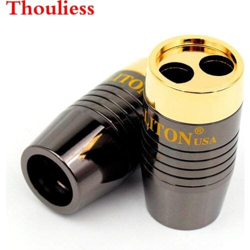 Thouliess 4pcs HiFi Aluminum Alloy Splitter 16mm 1 to 2 Pant Boo Y Splitter Speaker Audio Power Cable Wire Adapter Connector