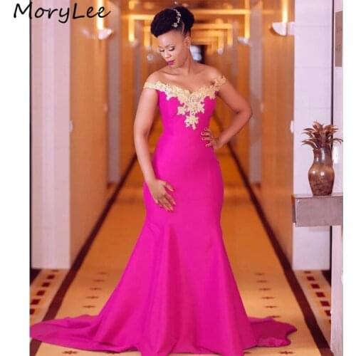 Evening Dresses Off The Shoulder Sleeveless Lace Applique Mermaid Prom Dresses With Zipper Back vestidos de fiesta de noche