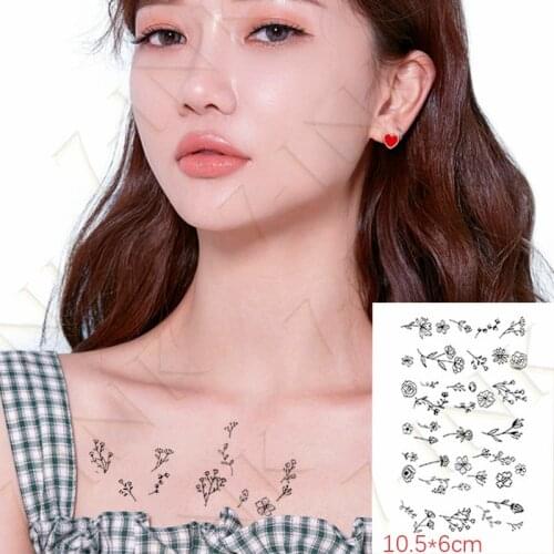 Waterproof Temporary Tattoo Sticker Floret Lavender Geometric Planet Face Body Art Foot Arm Fake Tatto Flash Tatoo For Women Men