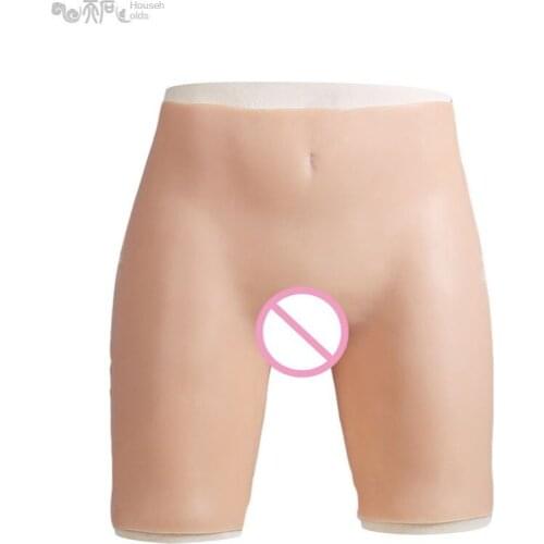 Factory hot selling pseudo-mother dress sexy buttocks five-point pants silicone milk men with fake pants a hair