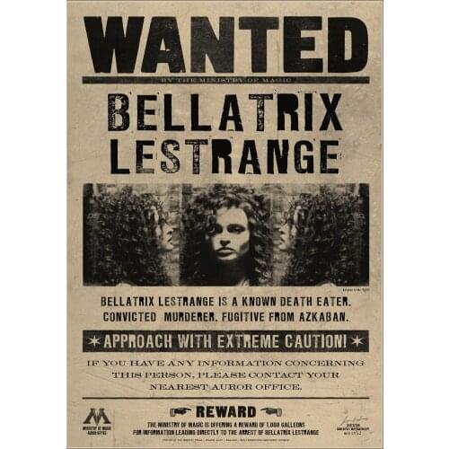 Wanted Bellatrix Lestrange Vintage Retro Kraft Poster Decorative Paintings