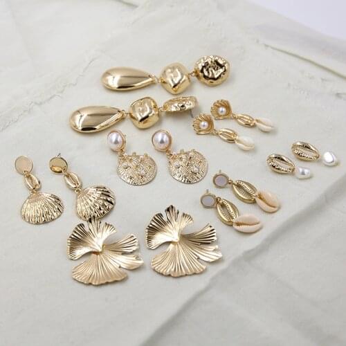 Handmade Gold/Silver Color Pearl Earrings For Women Bohemia korean Earring Summer Seashell Earrings 2019 Fashion Jewelry