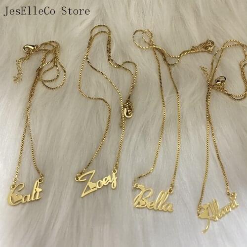 New Personalized Custom Name Box Necklace Stainless Steel Box chain Necklace Women Gift Drop Shipping