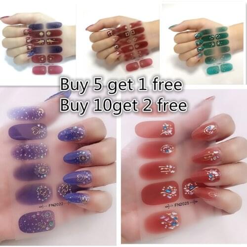 1sheet Glitter Color Nail Stickers Nail 3D Flower Wraps Full Cover Nail Polish Sticker DIY Self-Adhesive Nail Art Decoration