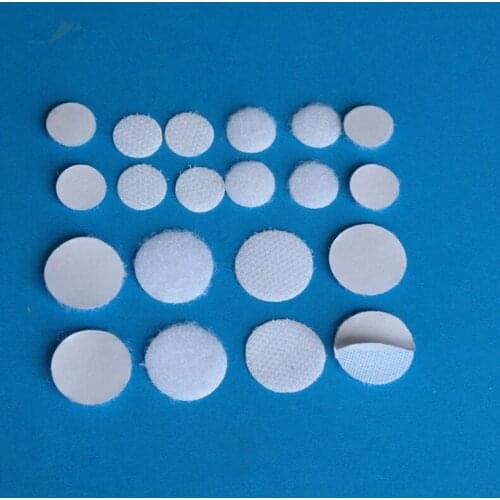 100 Pairs 1cm-3cm Width White and Black Round Dots Strong Self Adhesive Eco-Friendly Nylon Hook and Loop Fastener Magic Tape