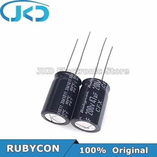 20pcs RUBYCON 47UF 200V 12.5*20mm 105℃ 47UF200V 200V47UF 12.5x20mm Aluminum Electrolytic Capacitor