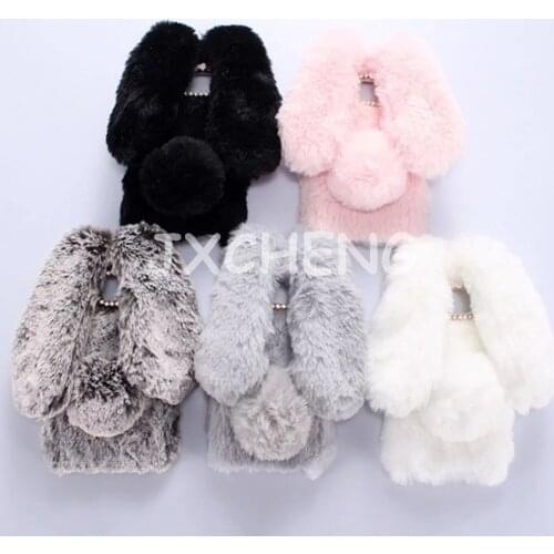 3D Rabbit Bunny Toy Case for Samsung Galaxy A3 A5 A7 J1 J3 J5 J7Prime 2015 2016 2017 High Quality Artificial Cony Hair TPU Cover