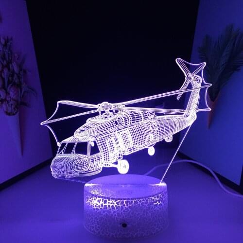 Aircraft Series 3D LED Night Light White Cracked Base Visual Illusion Home Decor for Couple Childrens Festival Birthday Gifts