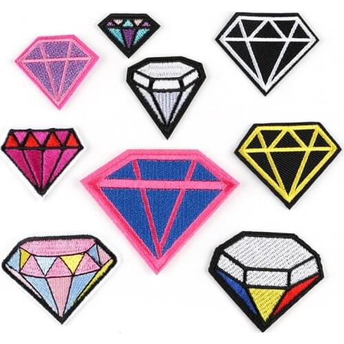 9 pcs Gem shape Series Iron on Embroidered Patches For Clothes Jeans Hat Bag Sticker Sew-on DIY Patch Applique Badges Decor