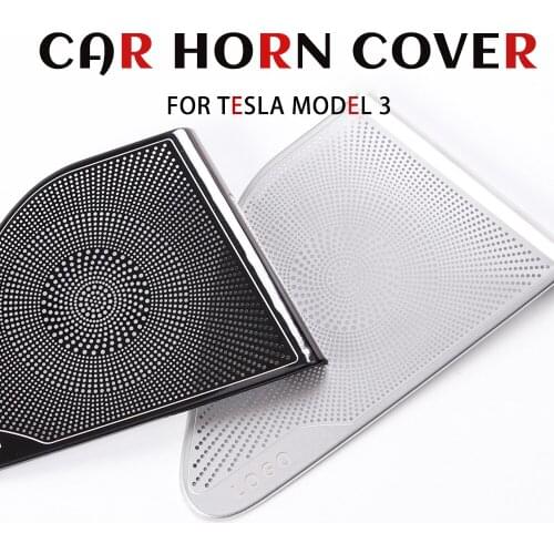 For Tesla Model 3 2017-2021 Accessories Front Column Roof Horn Hood Model 3 Speaker Cover Decorative Sequins 6 PCS