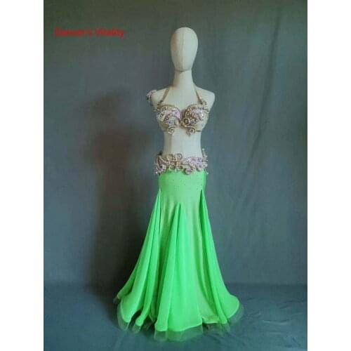 Kids belly dance performance suit belly dancing bra hip scarf skirt 3pcs for child adult customized Oriental Dance suit