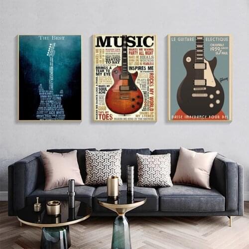 Guitars Instrument Art Canvas Prints Pictures Wall Art Music Quote Paintings Home Decorations Modular Nordic Posters Living Room