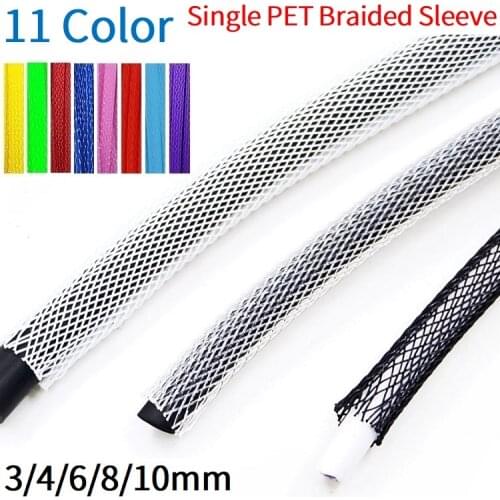 1M Cable Sleeve 3mm 4mm 6mm 8mm Singel PET Braided Expandable Cover Wire Sleeving Wrap Insulated Protector Nylon Sheath