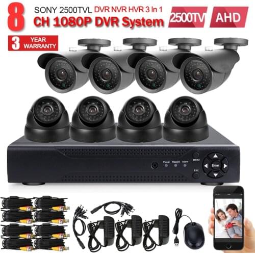 SECULINK HD 8 channel 1080p AHD DVR kit Video surveillance Security outdoor AHD-H 1080P Camera 2500TVL set 8CH CCTV DVR system