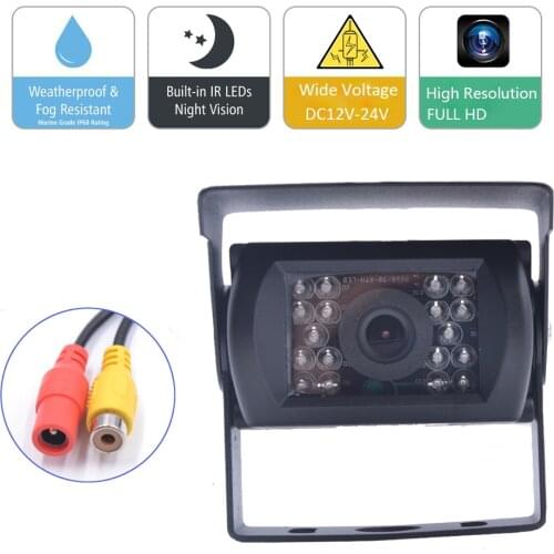 Truck Rear View Backup Camera 12V-24V Night Vision Waterproof Reversing Camera With 18 IR Light RAC Connection For Trailer/RV