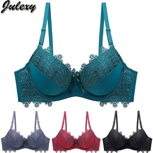 Julexy New 2021 Sexy Lace Push Up Women Bra Set Solid ABC Cup Lingerie Underwear For Women Black Red Beige
