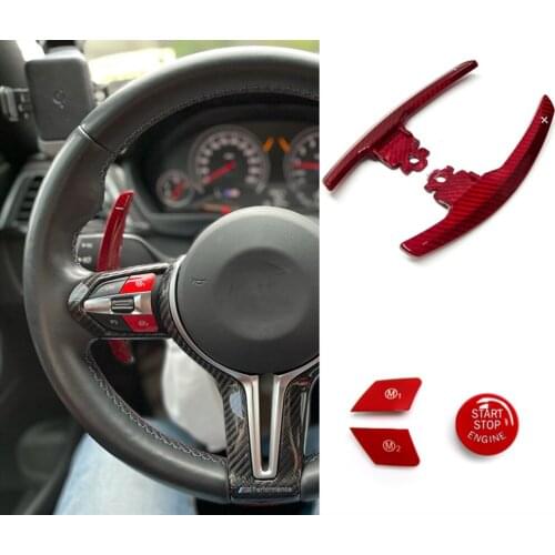Red Carbon Steering Wheel Paddle Trim For BMW F36 F21 F22 F32 F30 F02 F80 F11 F06 F20 F23 F10 F12 F26 M3 M4 M5 M6