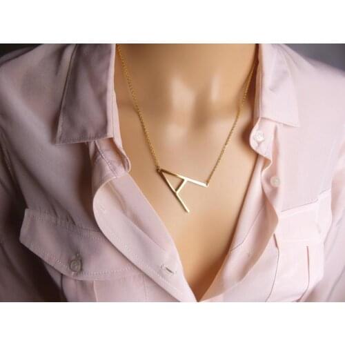Large capital letterA necklacegold initial necklace oversized big capital letterA alphabet necklace jewelry gift ideas