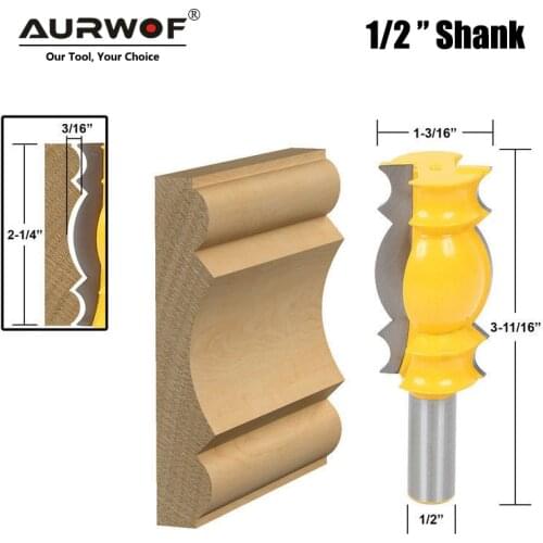 LAVIE 1pc 12MM 1/2 Inch Shank Large Line Knife Crown Molding Router Bit Tenon Cutter For Wood Woodworking Milling Cutter MC03116