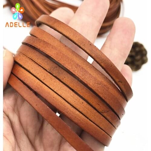 HOT 3/4/5/6/8/10mm Genuine Leather Strip/Thread/Beading/lace Natural color DIY craft Thong Jewellery necklace free shipping 15m