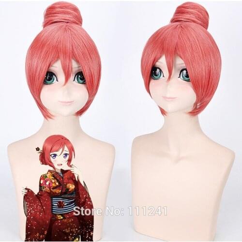 Love Live! School Idol Project Nishikino Maki Yukata Ver Red Cosplay Wig + Wig Cap