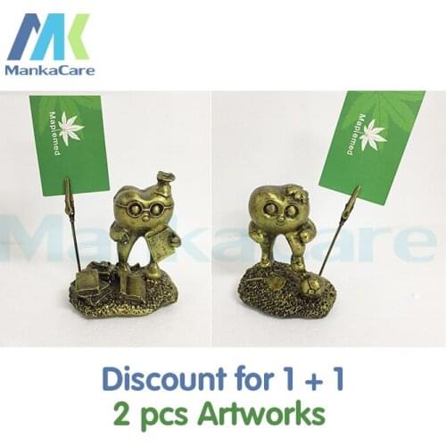 Coppery Name Card Holder 1 Teeth Doctor and 1 Teeth Football Girl Teeth Handicraft Dentist Gift Resin Crafts Furnishing Articles