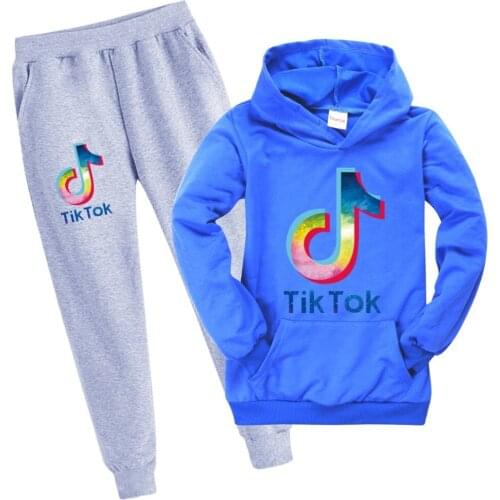 TIK TOK Fashion Boys tshirt pants suit Teenage Girls Clothing Boutique Kids Clothes Baby Tops Big Child Hooded Set