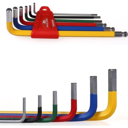 BIKE HAND Colorful Inner Hexagon Spanner Set Allen Key Bicycle Repair Tool Hex Wrench 6-piece Package YC-613-6C